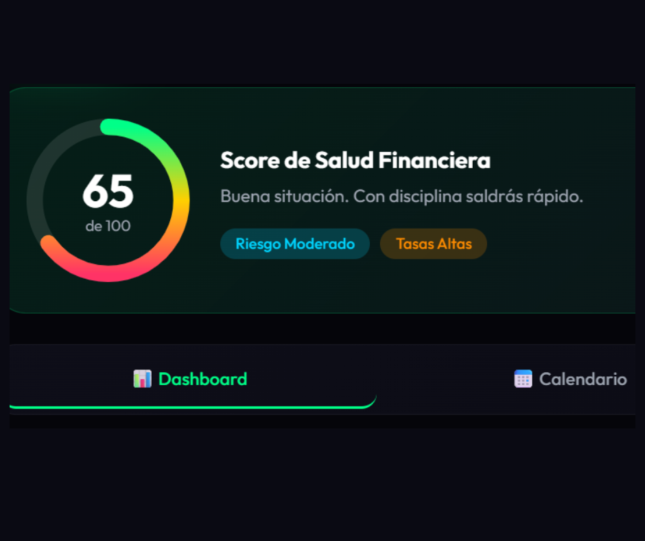 Dashboard DebtCrusher — Score de salud financiera