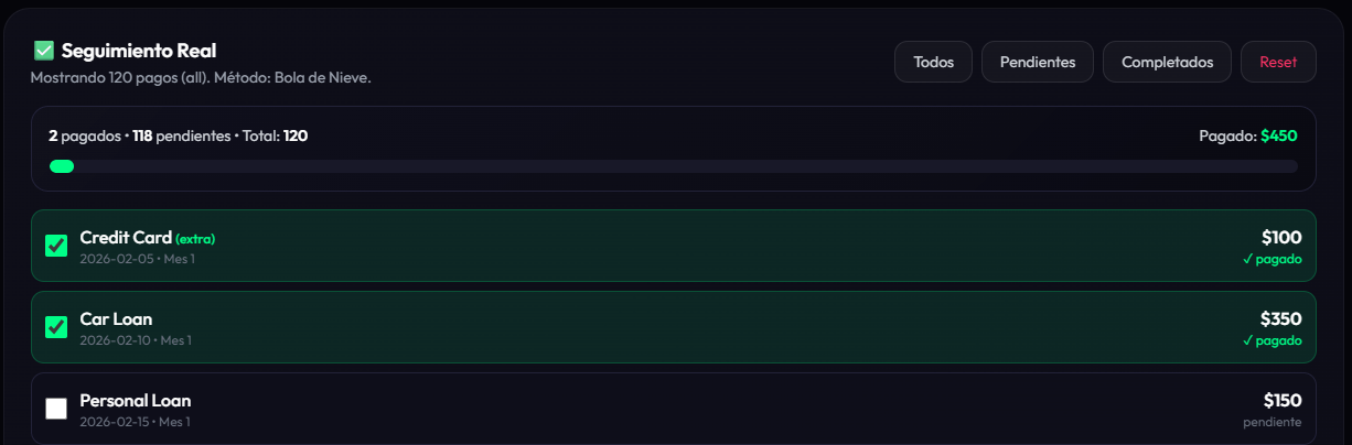 Seguimiento de pagos